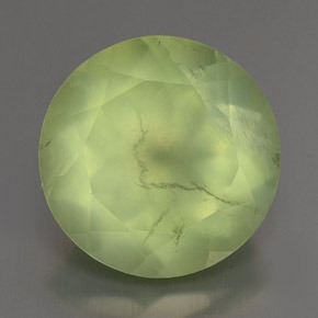 Prehnita verde natural 6,01ct, corte redondo, transparente