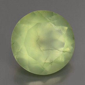 Prehnita verde natural 6,01ct, corte redondo, transparente