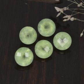 Pedras preciosas de prehnita verde natural de 9,38 ct, corte redondo, translúcido