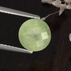 Prehnita verde natural 1,91ct, corte redondo, translúcido