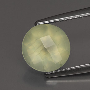 Prehnita verde natural 1,85ct, corte redondo, transparente