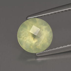 Prehnita verde natural 1,93ct, corte redondo, transparente