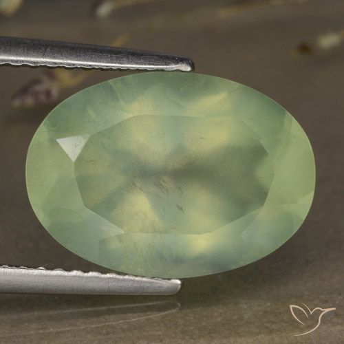 5.88ct Natural Medium Green  Prehnite, oval, Transparente/Translúcido