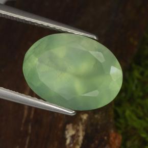 Prehnita verde natural 6,16ct, corte oval, transparente