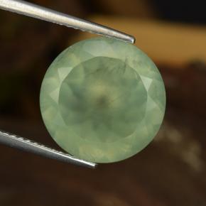 Prehnita verde natural 9,04ct, corte redondo, translúcido