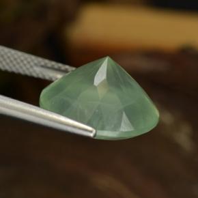 Prehnita verde natural 9,04ct, corte redondo, translúcido