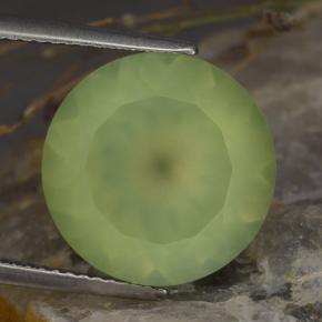 Prehnita verde natural 8,86ct, corte redondo, translúcido