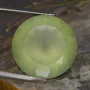 Prehnita verde natural 8,86ct, corte redondo, translúcido