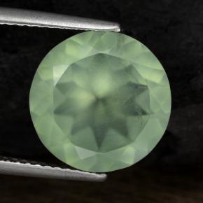 Prehnita verde natural 5,73ct, corte redondo, translúcido