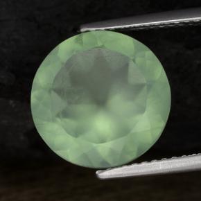 Prehnita verde natural 5,73ct, corte redondo, translúcido