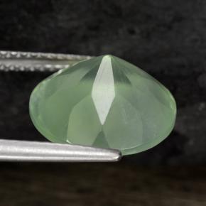Prehnita verde natural 5,73ct, corte redondo, translúcido