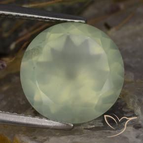 Prehnita verde natural 5,76ct, corte redondo, transparente
