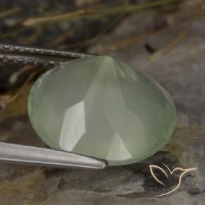 Prehnita verde natural 5,76ct, corte redondo, transparente