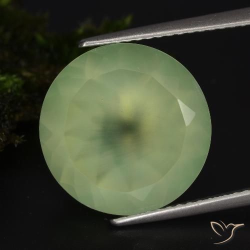 Prehnite Pale Lime Green  Natural 9.21ct, Corte Redondo, Translúcido