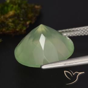 Prehnite Pale Lime Green  Natural 9.21ct, Corte Redondo, Translúcido