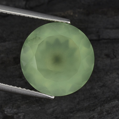 Prehnite Olive Green  Natural 9.54ct, Corte Redondo, Translúcido