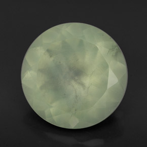 Prehnita verde natural 5,47ct, corte redondo, translúcido