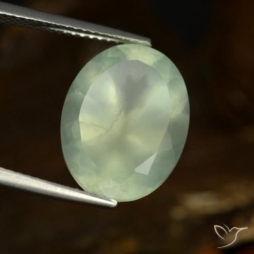 Prehnite Amarelo Claro Verde Natural 9.30ct, oval, Translúcido
