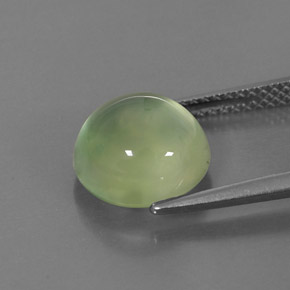 Prehnita verde natural 4,43ct, corte redondo, transparente