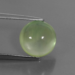 Prehnita verde natural 4,43ct, corte redondo, transparente