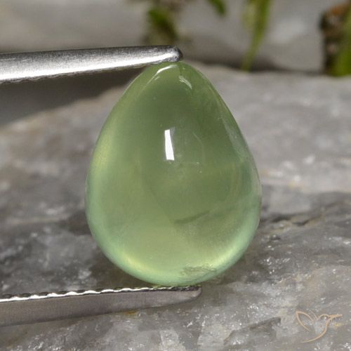 4.03ct Natural Pale Pear Green  Prehnite, Formato de pêra, Transparente