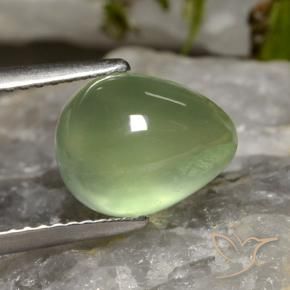 Prehnite Pale Pear Green  Natural 4.03ct, Formato de pêra, Transparente