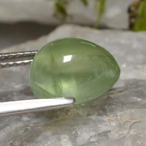 Prehnite Pale Pear Green  Natural 4.03ct, Formato de pêra, Transparente