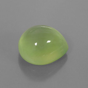 Prehnita verde natural 6,81ct, formato de pêra, transparente