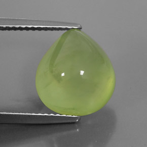 Prehnita verde natural 6,81ct, formato de pêra, transparente