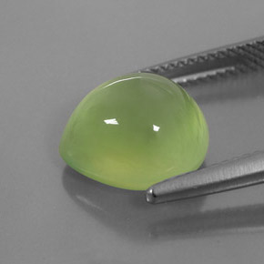 Prehnita verde natural 6,81ct, formato de pêra, transparente