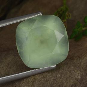 Prehnita verde natural 6,67ct, almofada cortada, translúcido