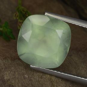 Prehnita verde natural 6,67ct, almofada cortada, translúcido