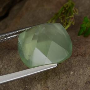 Prehnita verde natural 6,67ct, almofada cortada, translúcido