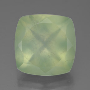 Prehnita verde natural 7,55ct, almofada cortada, translúcido