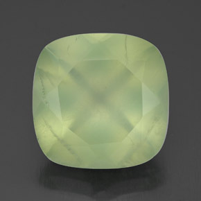 Prehnita verde natural 6,41ct, almofada cortada, transparente