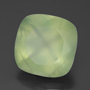 Prehnita verde natural 6,41ct, almofada cortada, transparente