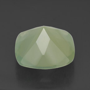 Prehnita verde natural 6,41ct, almofada cortada, transparente
