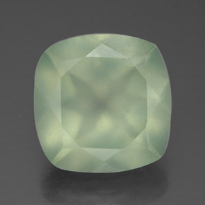 Prehnita verde natural 6,41ct, almofada cortada, translúcido