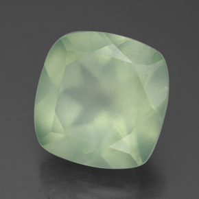 Prehnita verde natural 6,41ct, almofada cortada, translúcido