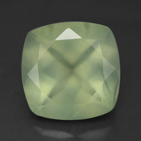 Prehnita verde natural 6,88ct, almofada cortada, transparente