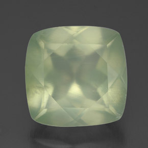 Prehnita verde natural 7,13ct, almofada cortada, transparente