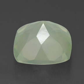 Prehnita verde natural 7,13ct, almofada cortada, transparente