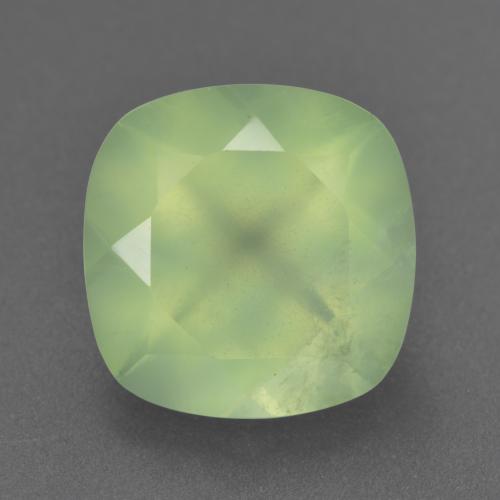 Prehnita verde natural 6,33ct, almofada cortada, transparente
