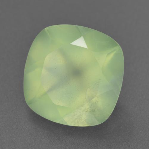 Prehnita verde natural 6,33ct, almofada cortada, transparente
