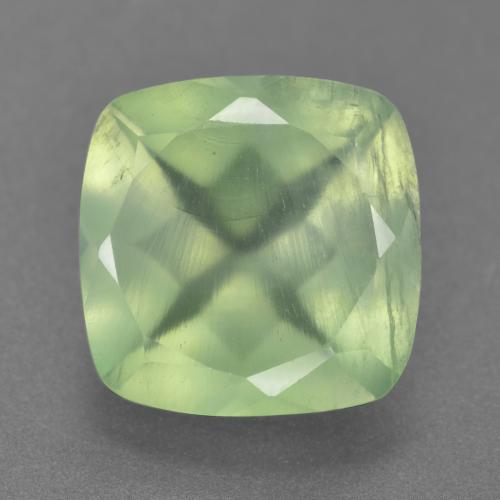 Prehnita verde natural 6,68ct, almofada cortada, translúcido