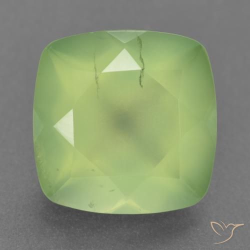 Prehnita verde natural 6,97ct, almofada cortada, translúcido