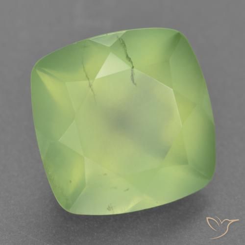 Prehnita verde natural 6,97ct, almofada cortada, translúcido