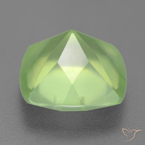 Prehnita verde natural 6,97ct, almofada cortada, translúcido