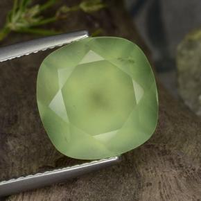 Prehnita verde natural 6,47ct, almofada cortada, translúcido
