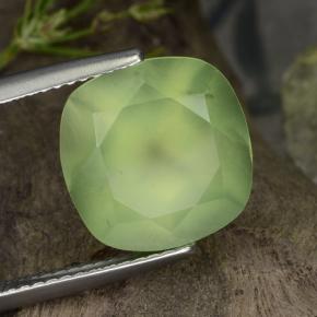 Prehnita verde natural 6,47ct, almofada cortada, translúcido